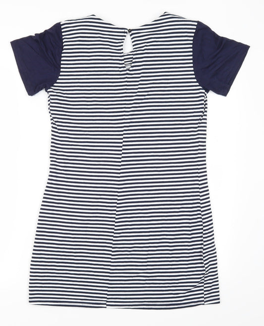 Cameo Rose Womens Blue Striped  T-Shirt Dress  Size S