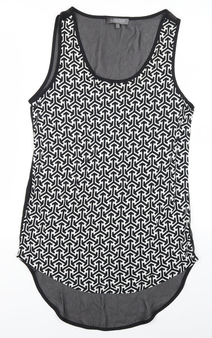 Marks and Spencer Womens Black Geometric  Basic Tank Size 12  - Black and White