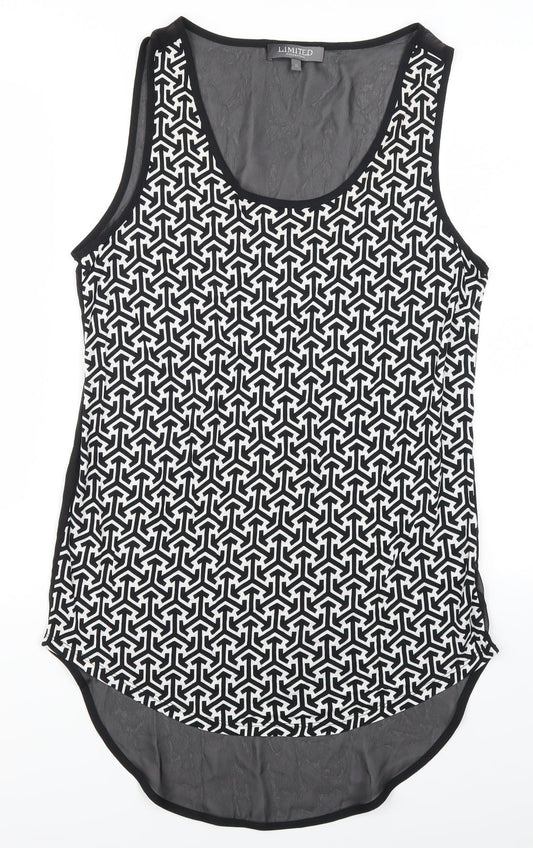 Marks and Spencer Womens Black Geometric  Basic Tank Size 12  - Black and White