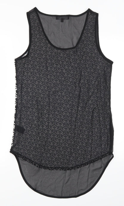 Marks and Spencer Womens Black Geometric  Basic Tank Size 12  - Black and White