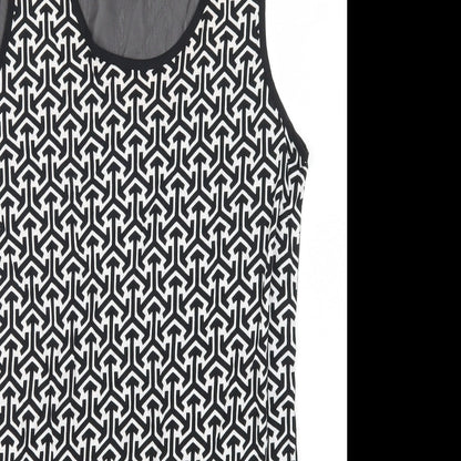 Marks and Spencer Womens Black Geometric  Basic Tank Size 12  - Black and White