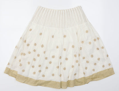 Amaryllis Womens White Floral  A-Line Skirt Size 10  - Beige