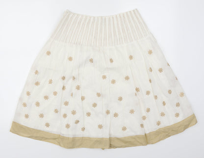 Amaryllis Womens White Floral  A-Line Skirt Size 10  - Beige