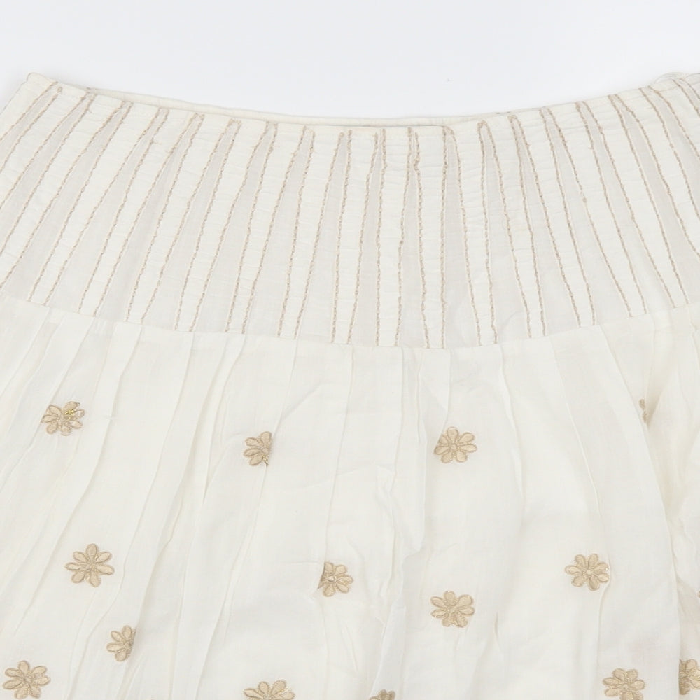 Amaryllis Womens White Floral  A-Line Skirt Size 10  - Beige