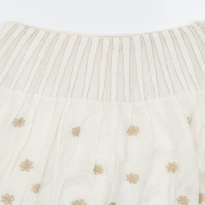 Amaryllis Womens White Floral  A-Line Skirt Size 10  - Beige