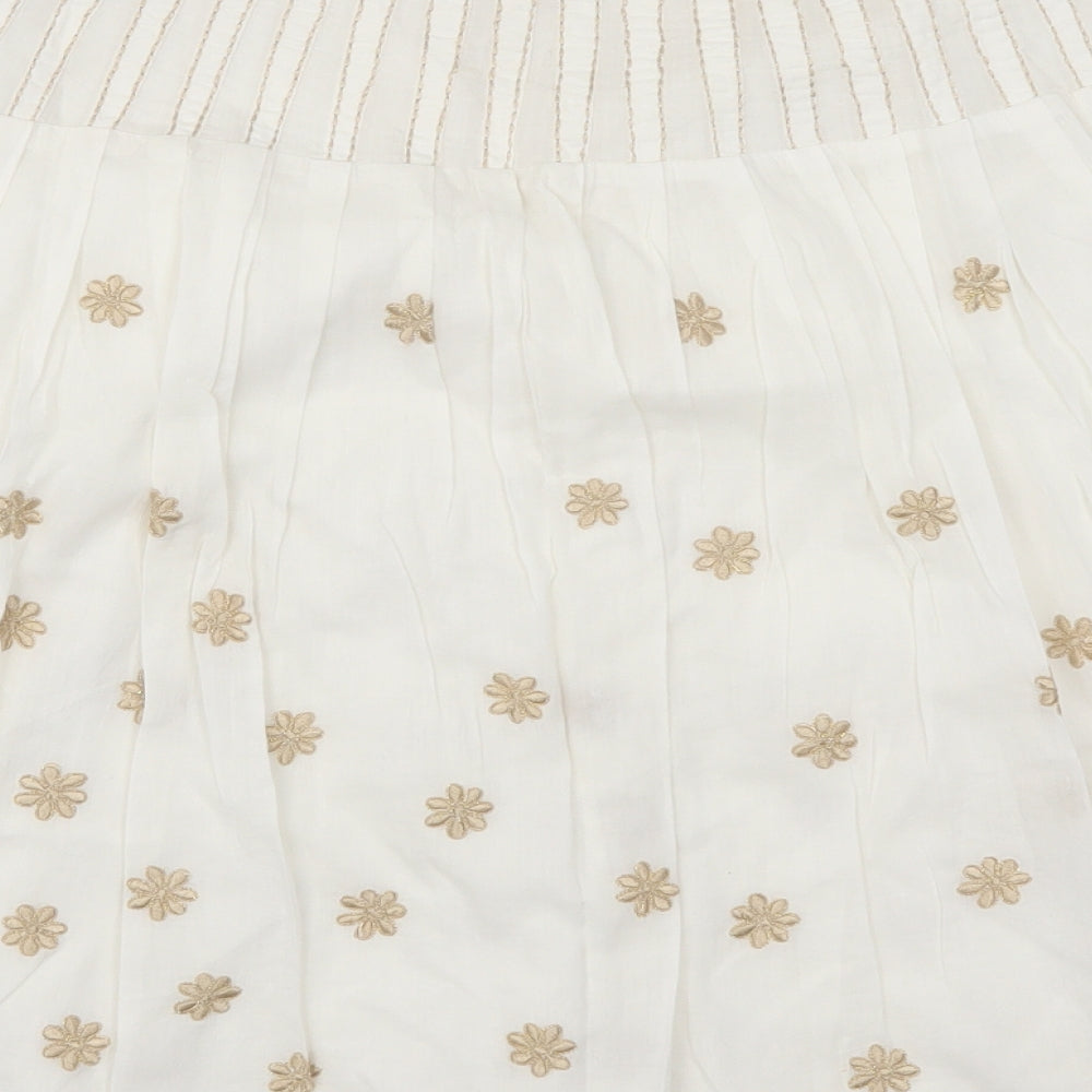 Amaryllis Womens White Floral  A-Line Skirt Size 10  - Beige