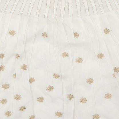 Amaryllis Womens White Floral  A-Line Skirt Size 10  - Beige