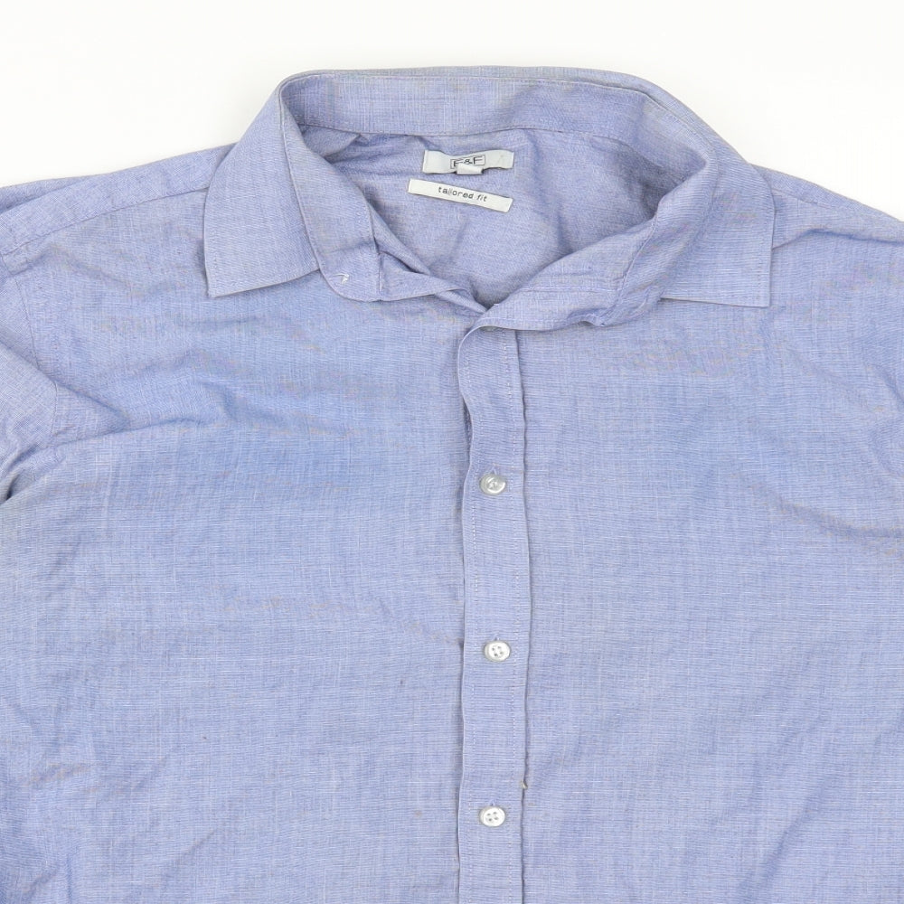 F&F Mens Blue    Button-Up Size 16.5