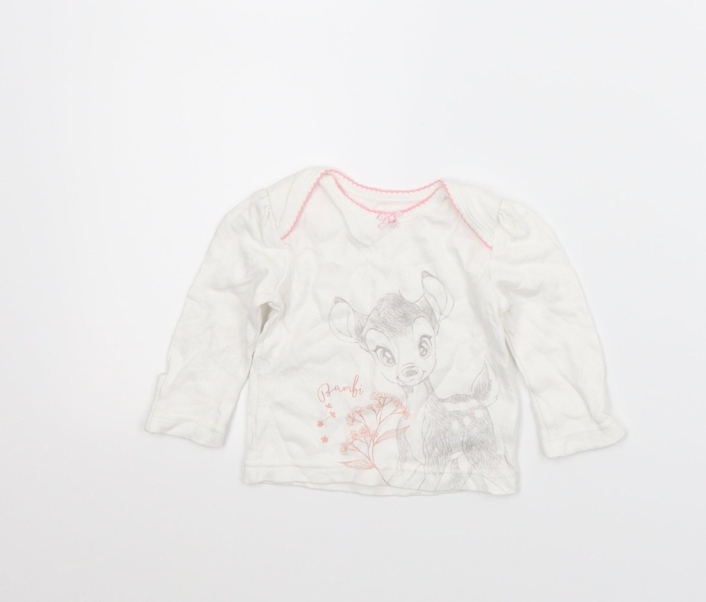 George Girls White Animal Print  Basic T-Shirt Size 0-3 Months  - Disney