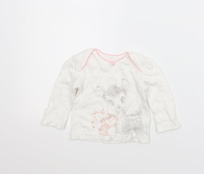 George Girls White Animal Print  Basic T-Shirt Size 0-3 Months  - Disney