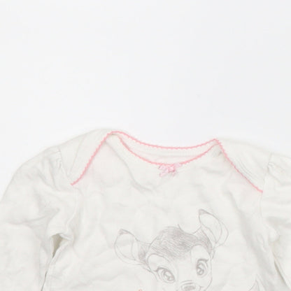 George Girls White Animal Print  Basic T-Shirt Size 0-3 Months  - Disney