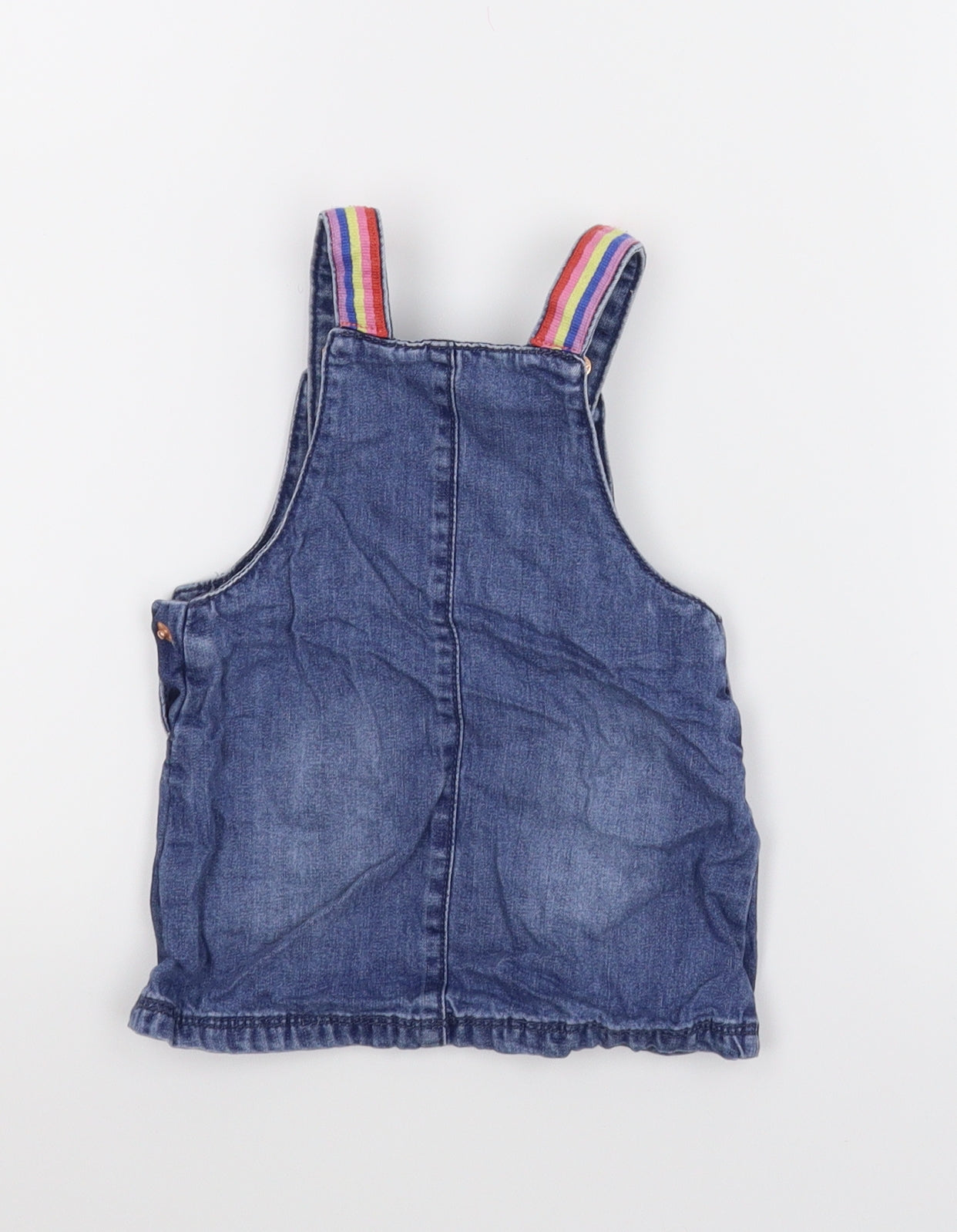 F&F Girls Blue  Denim Pinafore/Dungaree Dress  Size 6-9 Months