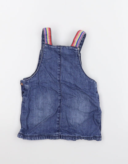 F&F Girls Blue  Denim Pinafore/Dungaree Dress  Size 6-9 Months