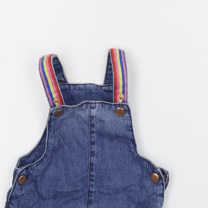 F&F Girls Blue  Denim Pinafore/Dungaree Dress  Size 6-9 Months