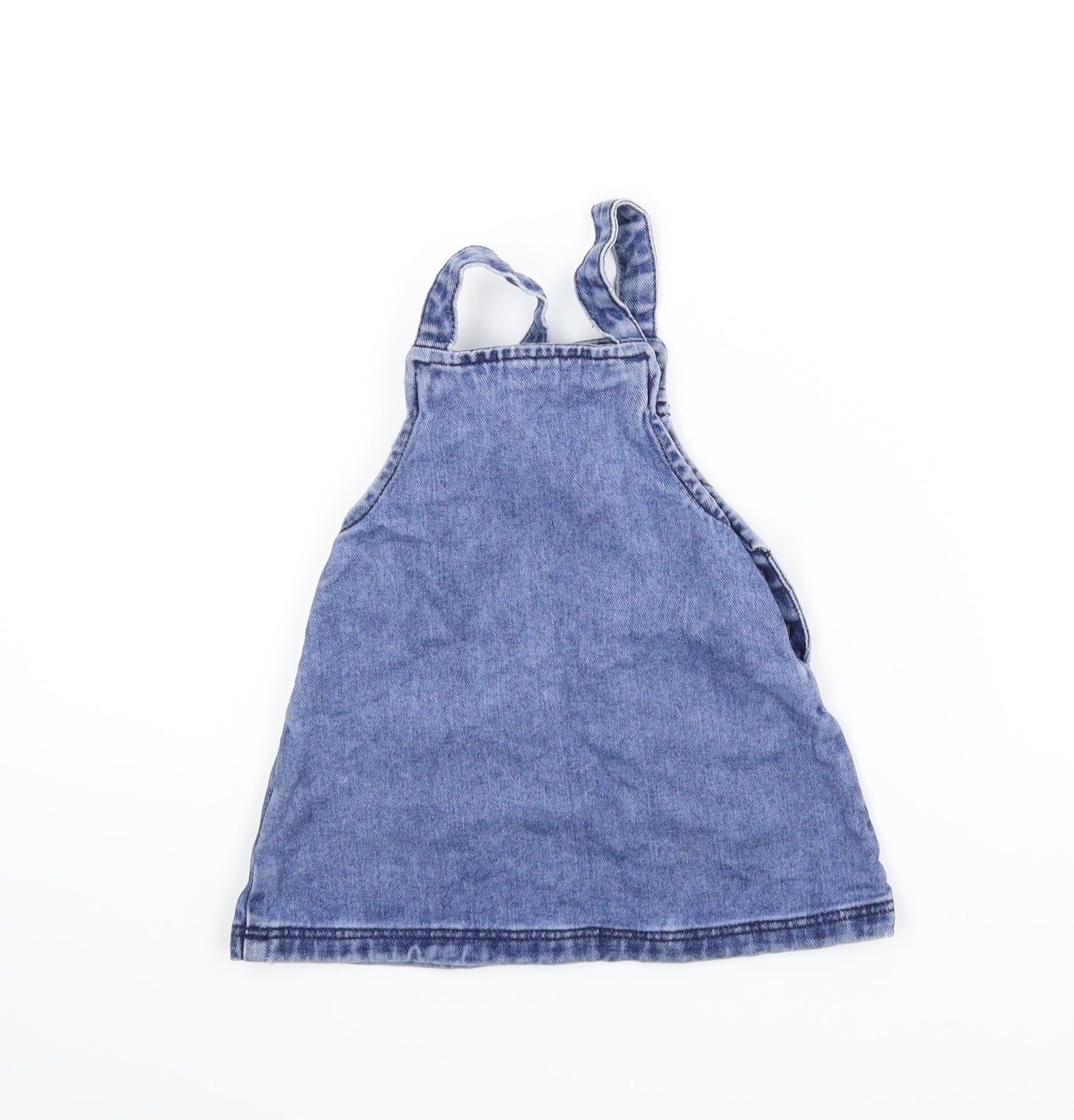 Matalan Girls Blue  Denim Pinafore/Dungaree Dress  Size 9-12 Months
