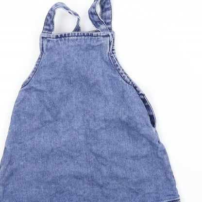 Matalan Girls Blue  Denim Pinafore/Dungaree Dress  Size 9-12 Months