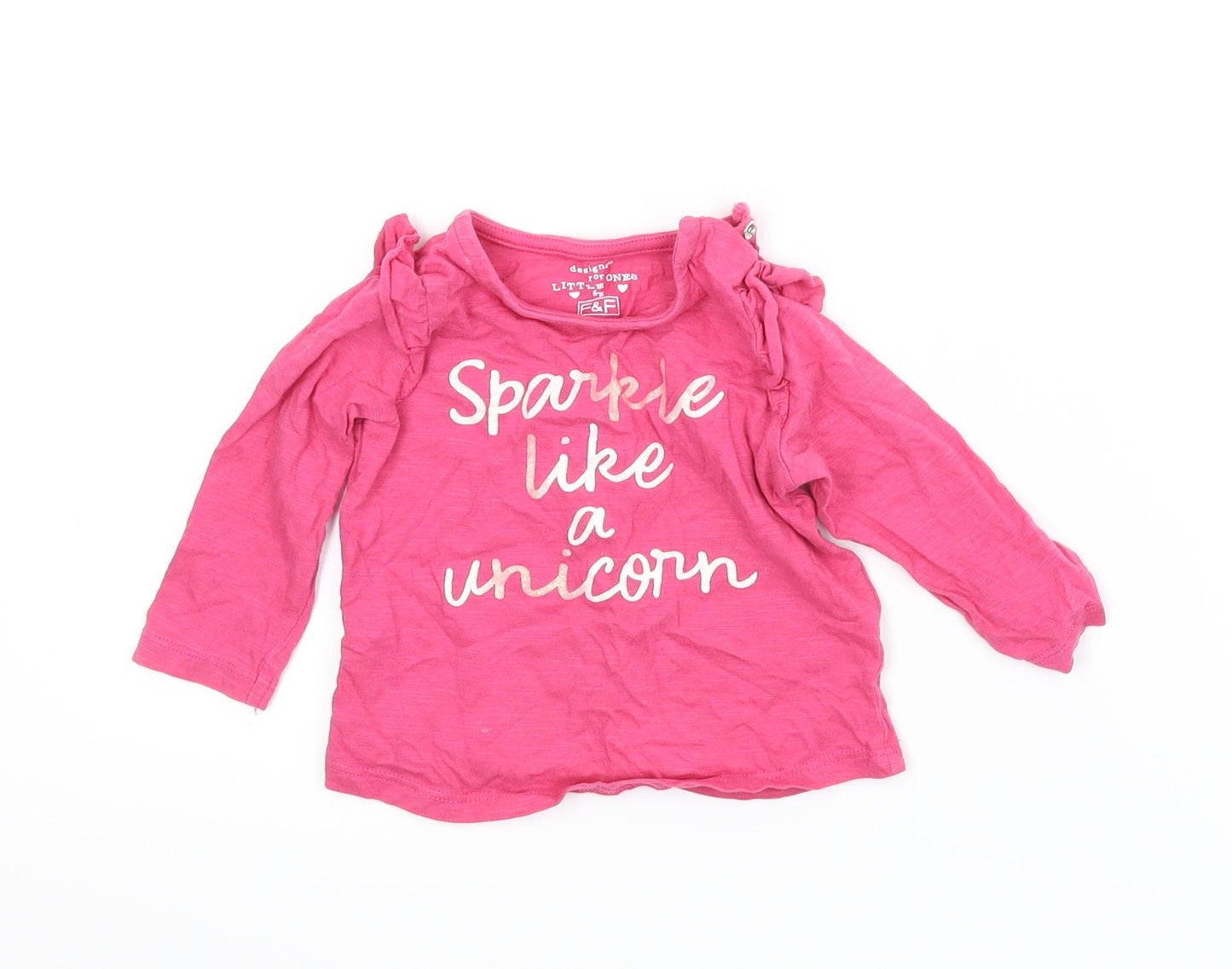 F&F Girls Pink   Basic T-Shirt Size 3-6 Months