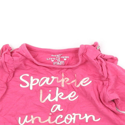 F&F Girls Pink   Basic T-Shirt Size 3-6 Months