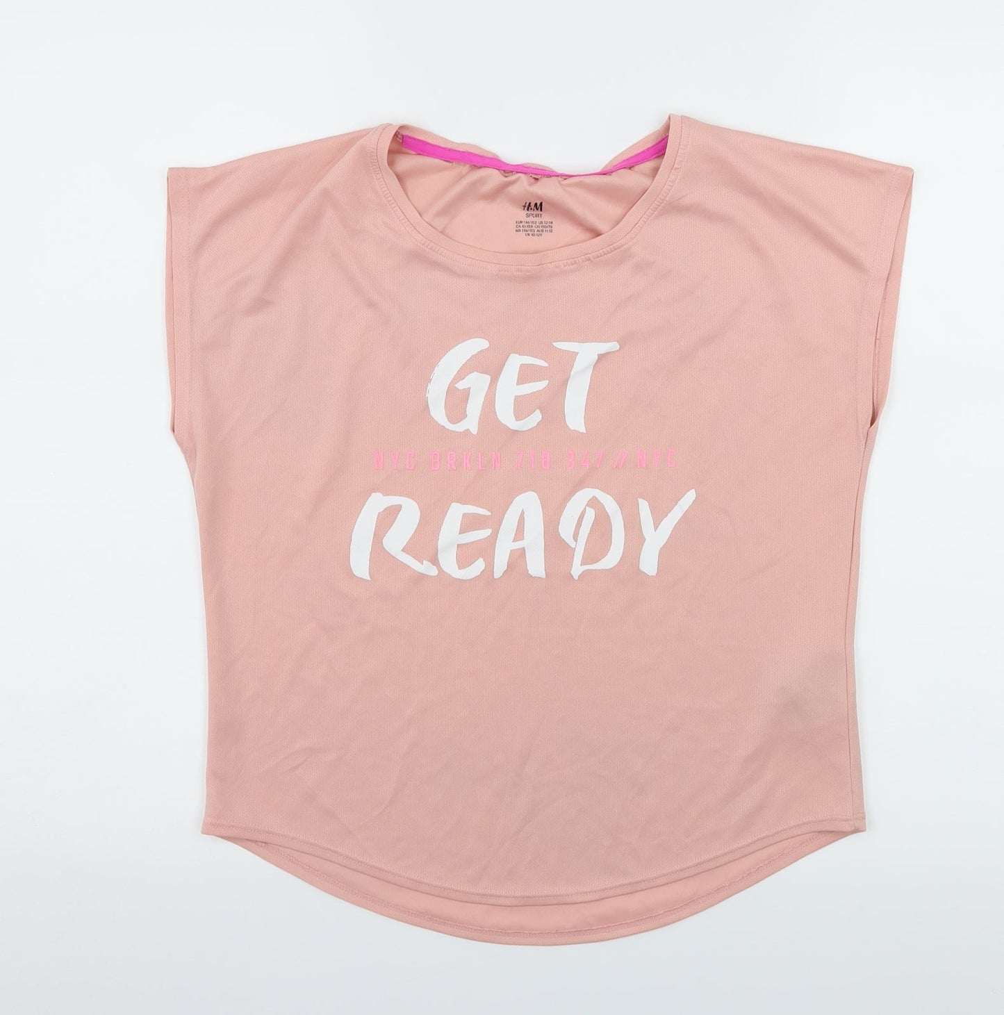 H&M Girls Pink  Jersey Pullover T-Shirt Size 10 Years  - Get Ready
