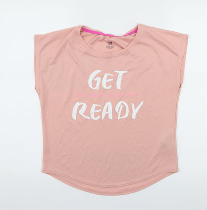 H&M Girls Pink  Jersey Pullover T-Shirt Size 10 Years  - Get Ready