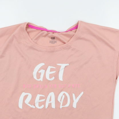 H&M Girls Pink  Jersey Pullover T-Shirt Size 10 Years  - Get Ready
