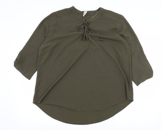 Womens UK Size 10 Papaya Green Basic Blouse
