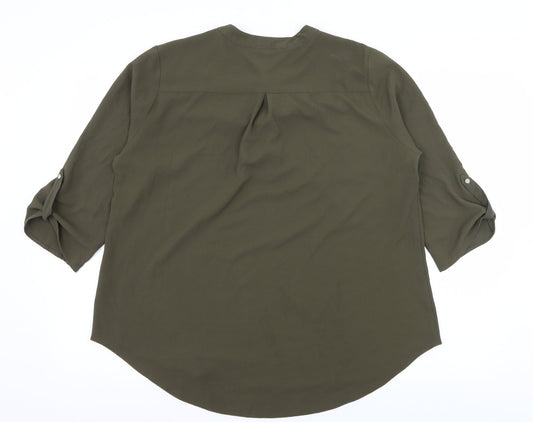 Womens UK Size 10 Papaya Green Basic Blouse