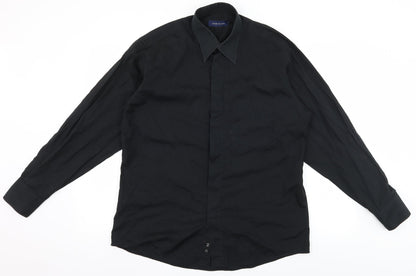 River Island Mens Black    Button-Up Size 15.5