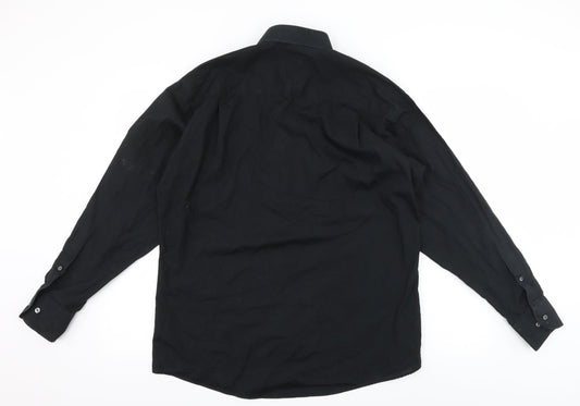 River Island Mens Black    Button-Up Size 15.5