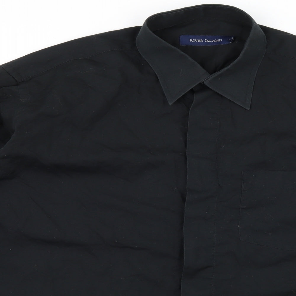 River Island Mens Black    Button-Up Size 15.5