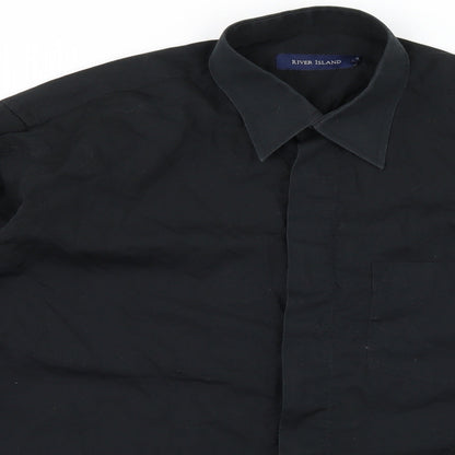 River Island Mens Black    Button-Up Size 15.5