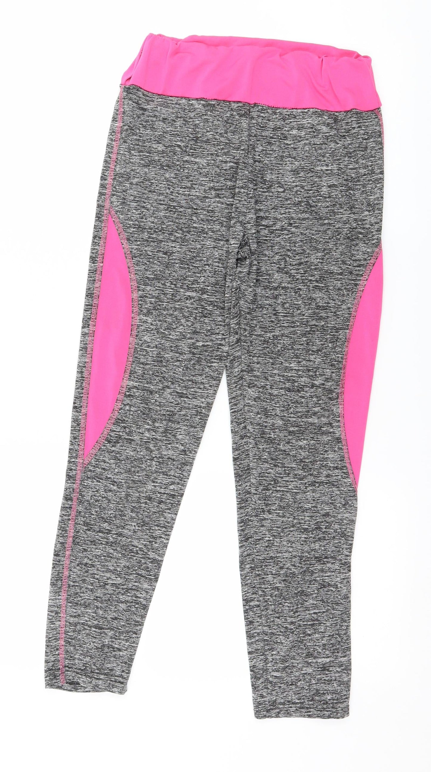 New Ann Womens Grey Colourblock Jersey Capri Leggings Size S L24 in