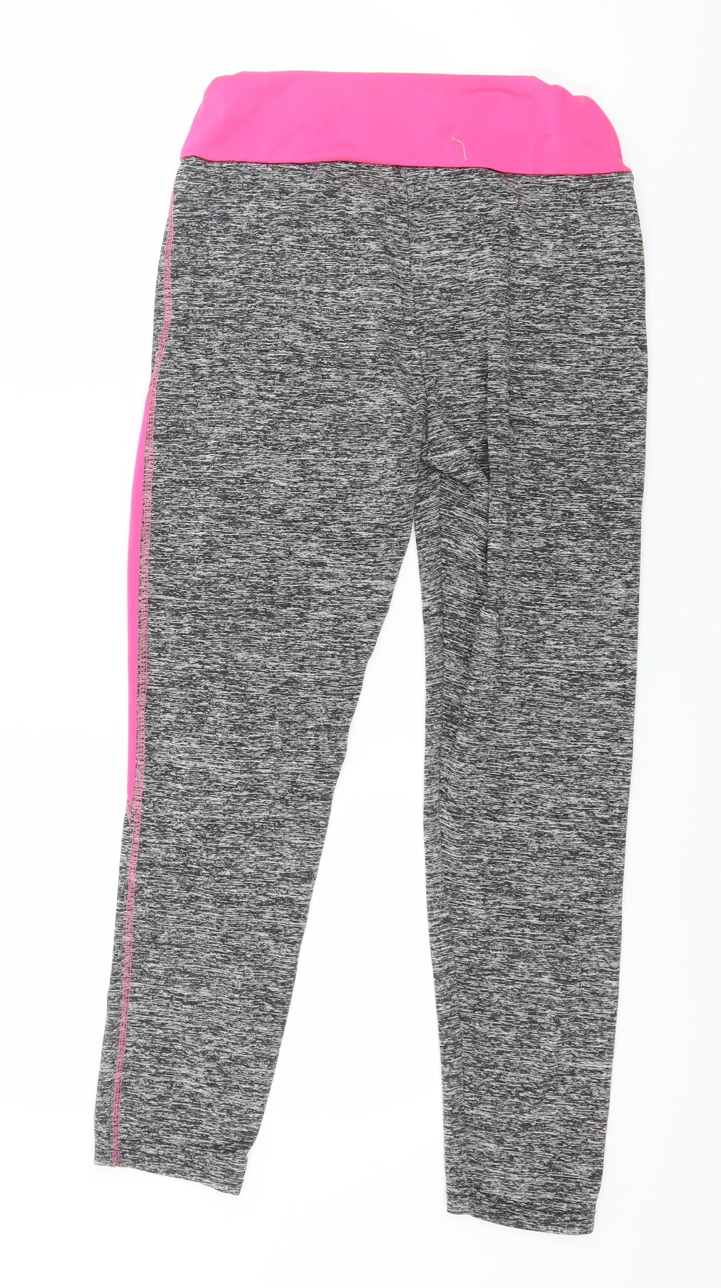 New Ann Womens Grey Colourblock Jersey Capri Leggings Size S L24 in
