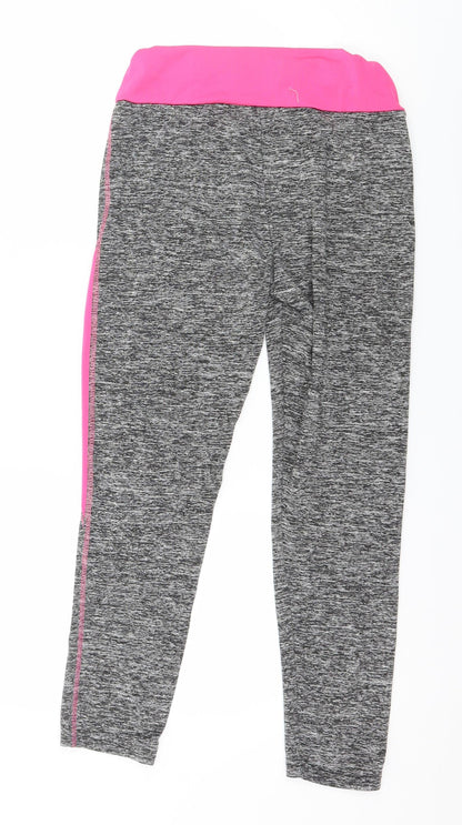 New Ann Womens Grey Colourblock Jersey Capri Leggings Size S L24 in