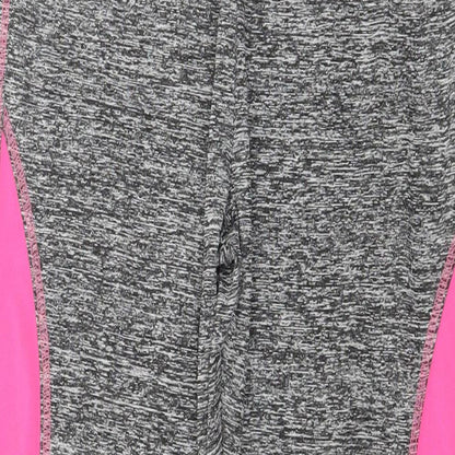 New Ann Womens Grey Colourblock Jersey Capri Leggings Size S L24 in