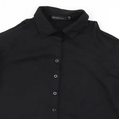 Womens UK Size 10 Zanzea Black Basic Blouse