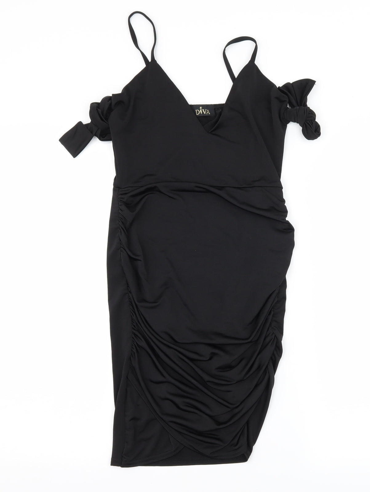 Diva Womens Black   Slip Dress  Size 6  - Ruched