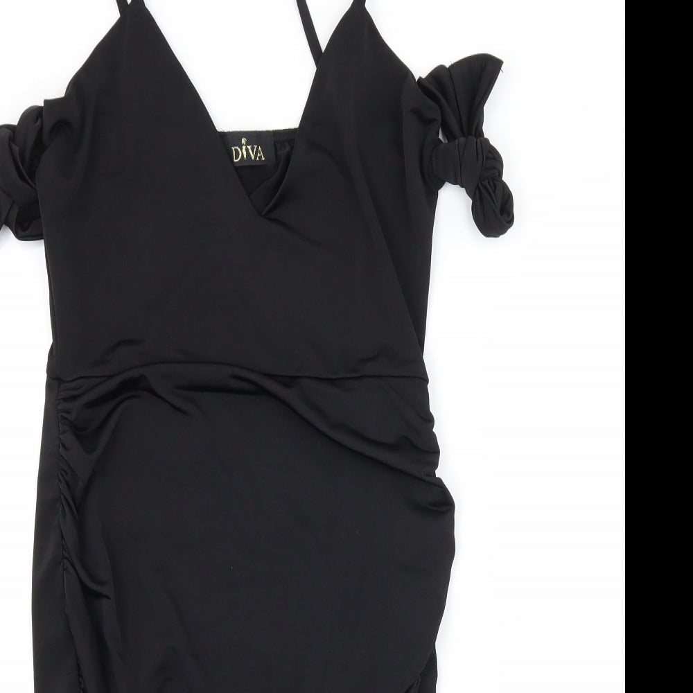 Diva Womens Black   Slip Dress  Size 6  - Ruched