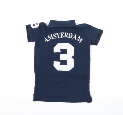 Amsterdam Sports Colletcion Boys Blue  Jersey Basic T-Shirt Size 4 Years  - Amsterdam