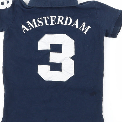 Amsterdam Sports Colletcion Boys Blue  Jersey Basic T-Shirt Size 4 Years  - Amsterdam