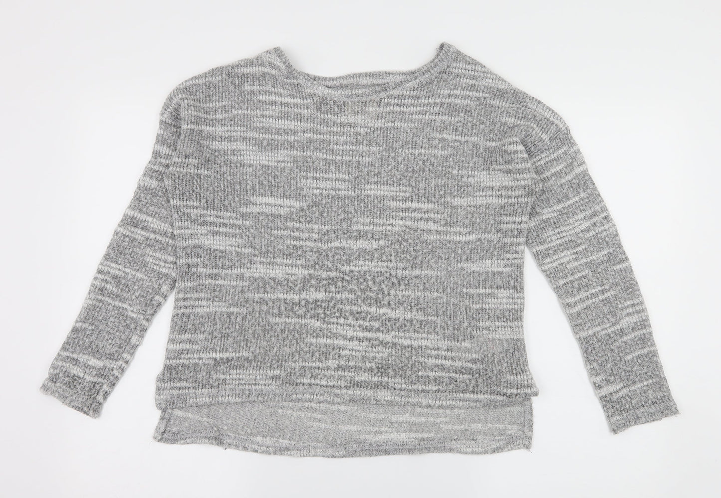 New Look Womens Grey Striped Knit Pullover Jumper Size 10