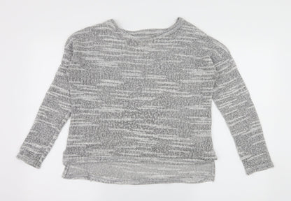 New Look Womens Grey Striped Knit Pullover Jumper Size 10
