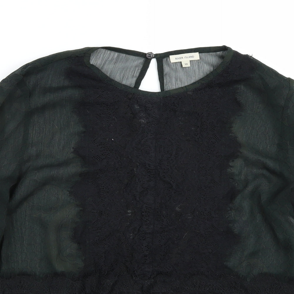 Womens UK Size 10 Riverisland Green Basic T-Shirt