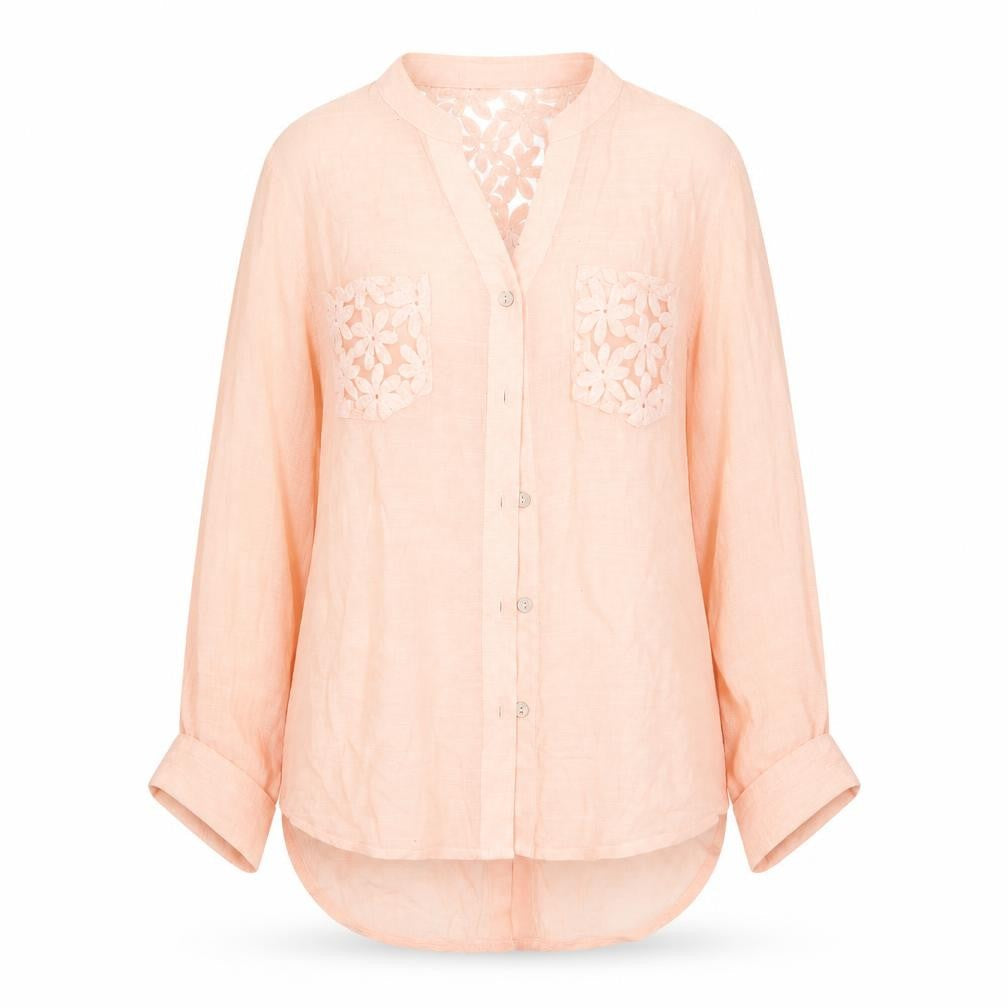 Womens UK Size S Mine Orange Basic Button-Up