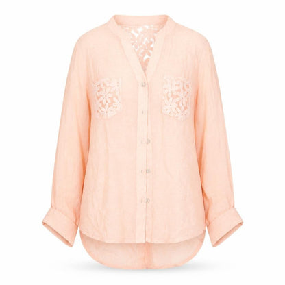Womens UK Size S Mine Orange Basic Button-Up