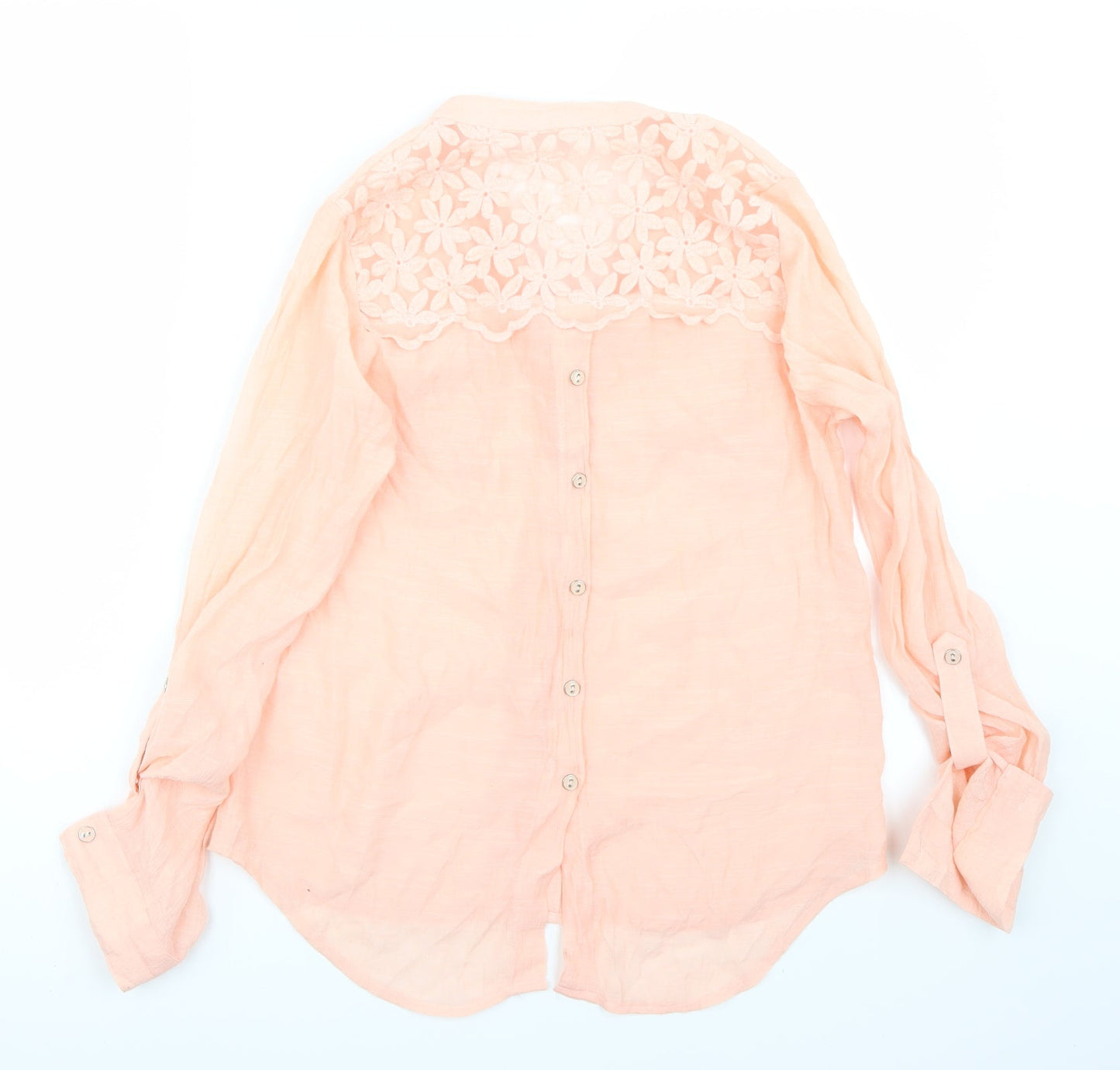 Womens UK Size S Mine Orange Basic Button-Up