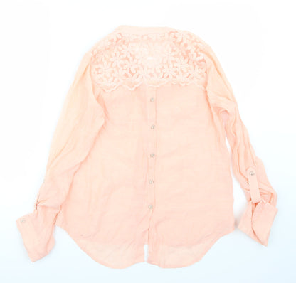 Womens UK Size S Mine Orange Basic Button-Up