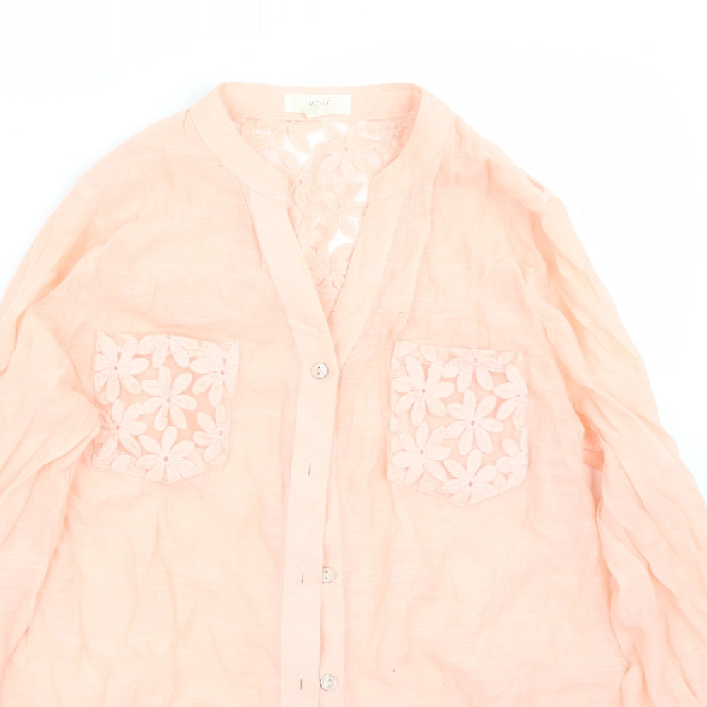 Womens UK Size S Mine Orange Basic Button-Up