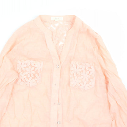 Womens UK Size S Mine Orange Basic Button-Up