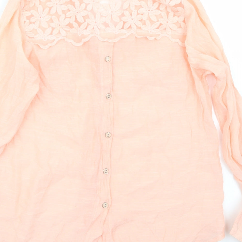 Womens UK Size S Mine Orange Basic Button-Up